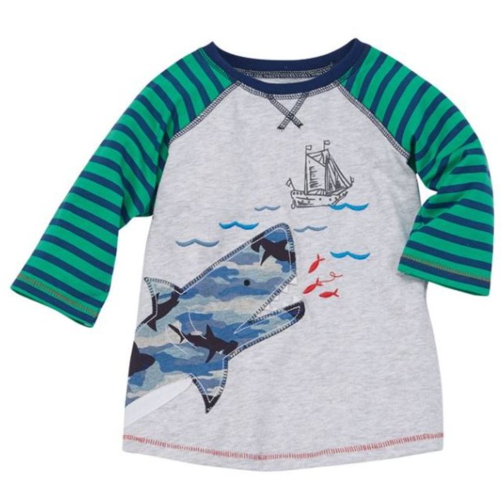 MUD PIE SHARKS + STRIPES LONG SLEEVE T-SHIRT